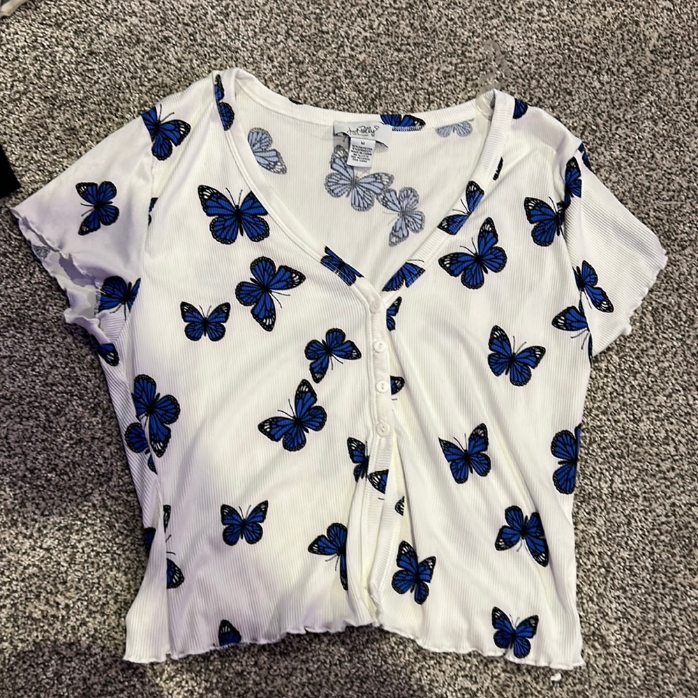 Cute butterfly button up t-shirt